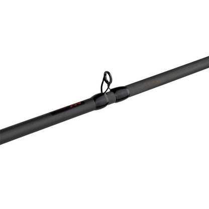 The Abu Garcia Fantasista X Casting Rod 6'10" Medium Light features a graphite shaft, black guide ring, Powerlux® 500 resin construction, Fuji® reel seat, and a textured grip section for a sleek design.