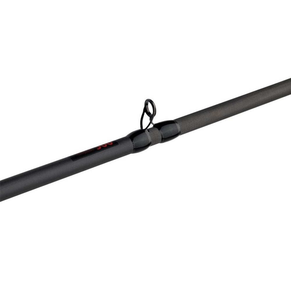 Close-up of the Abu Garcia Fantasista X Casting Rod segment, model FNXC73-7. This sleek 7'3" heavy rod features a dark design, guide ring, Fuji reel seat, and minimalist detailing for enhanced performance.