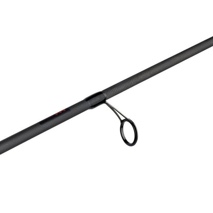 Close-up of an Abu Garcia Fantasista X Spinning Rod 7'6" Medium with a single metal guide ring, showcasing its textured surface. The FNXS76-5 model features a Fuji® reel seat, enhancing the angling experience.