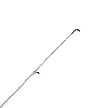 Close-up of the top section of an Abu Garcia Veritas Spinning Rod 7'0" Medium against a plain white background. This VTPS70-5 model features two eyelets and a metal tip at the end.