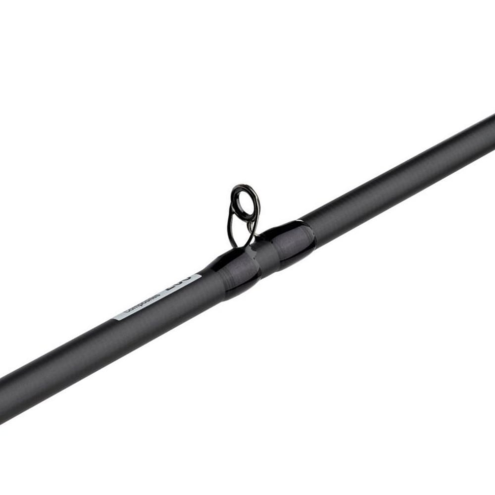 Close-up of an Abu Garcia Veritas Tournament Casting Rod VXTC70-5, featuring a sleek graphite finish with black fittings and a Powerlux 200 line guide loop. The design is modern and minimalist.