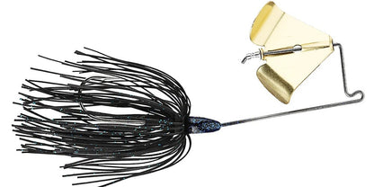 The Accent Jacob Wheeler Finesse Buzzbait features a gold metal blade, strong wire arm, and a black and blue synthetic skirt—built by Accent to perform well in many fisheries.