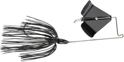 The Accent Jacob Wheeler Original Buzzbait by Accent is a black buzzbait with a metal wire frame, skirted tail, and top propeller blade—designed to attract fish like those favored by pro angler Jacob Wheeler.