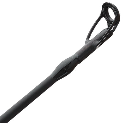 A close-up of the ALX IKOS Spinning Rod Shake 7'0" Medium Light (IS84F2) showcases its glossy finish and smooth texture. The rod features a fast action guide ring with expertly attached support loops for precision fishing.