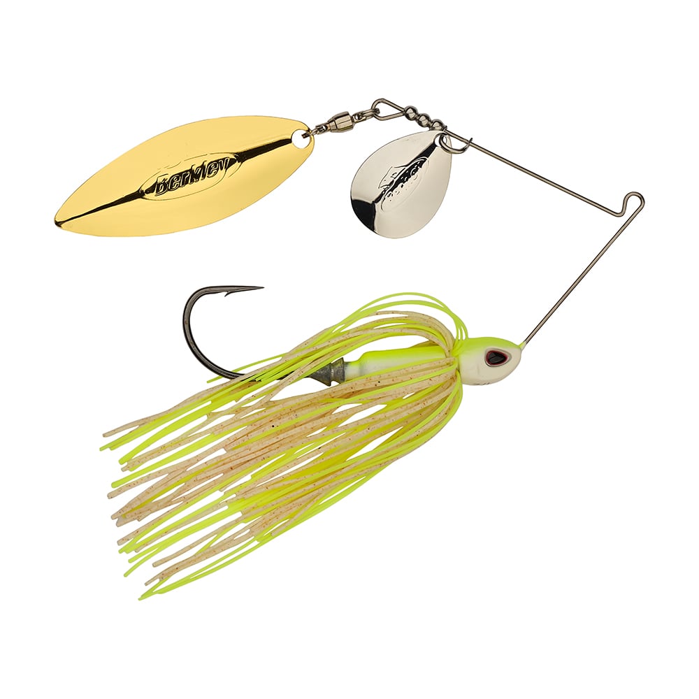 Berkley Power Blade Compact Colorado Willow Spinnerbait White Chartreuse Silver/Gold