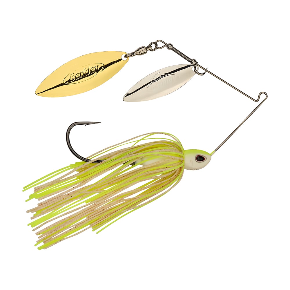 Berkley Power Blade Compact Double Willow Spinnerbait White Chartreuse Silver Gold