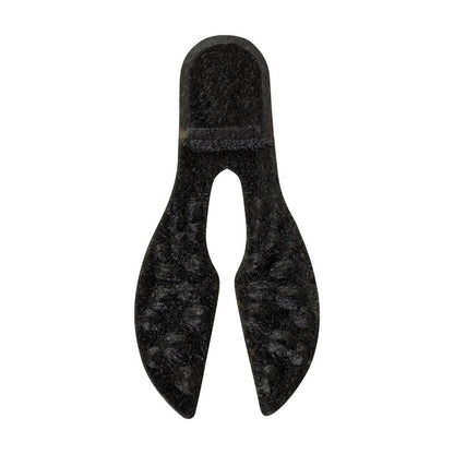 The Berkley Powerbait MaxScent Meaty Chunk, a black, flat dual-pronged tool with a rounded top in a wide tuning fork style against a white background, features super-charged scent technology.