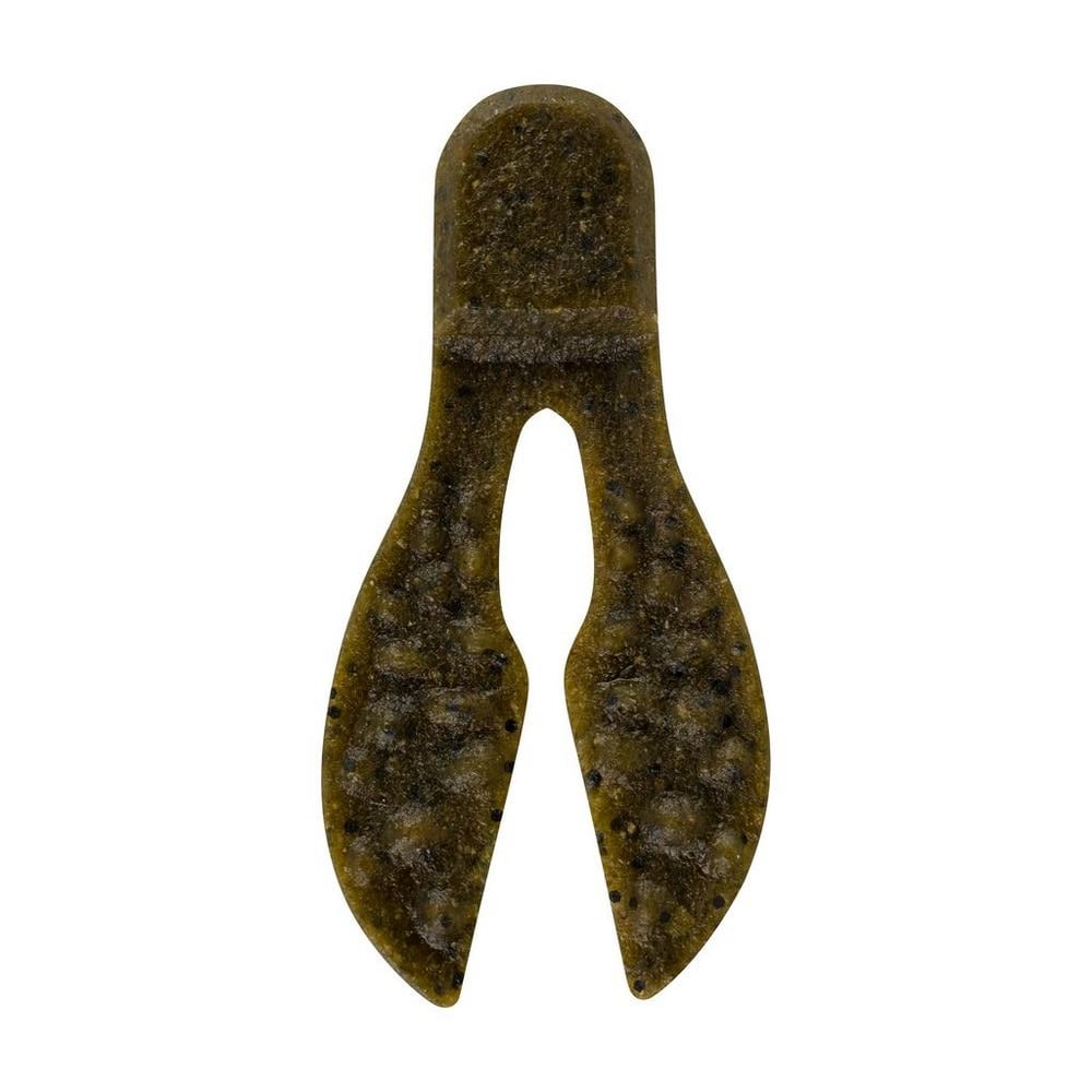 The Berkley Powerbait MaxScent Meaty Chunk by Berkley emulates a crawfish with its split-tail design and super-charged scent. Its ribbed surface adds realism, while life-like action makes it appealing to fish.