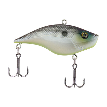 The Berkley Warpig Lipless Crankbait by Berkley features a realistic fish shape, metallic finish, detailed scales and eyes, plus two treble hooks underneath—ideal for attracting big catches.