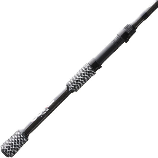 The Cashion Rods CORE Series Spinning Rod 6'6" Medium (CM78266S) is a versatile black rod with textured black-and-white patterned grips on the handle and near the reel seat, shown against a white background. Brand: Cashion.