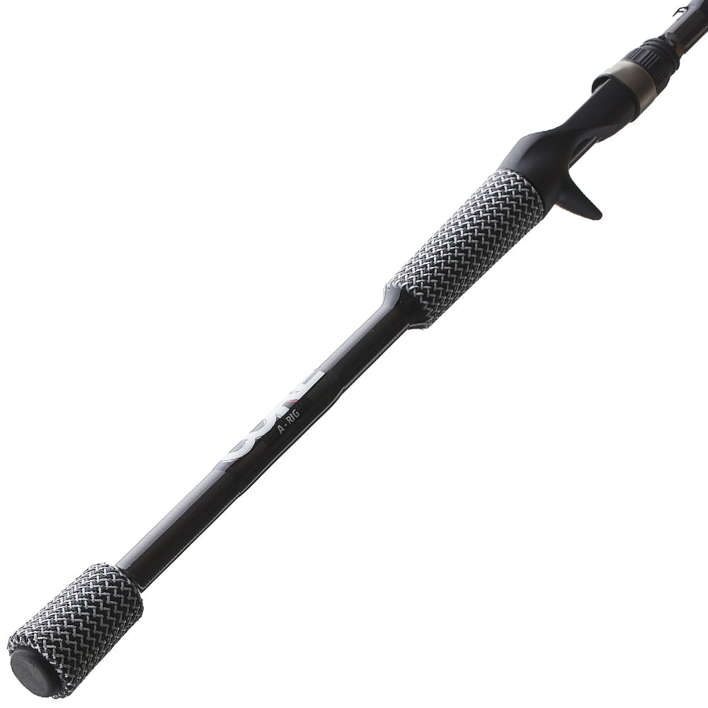 Close-up of the Cashion Rods CORE Series 7'10" Heavy Casting Rod (CS956710U) handle, showing textured, non-slip grips and a trigger reel seat—perfect design for an umbrella rig rod.