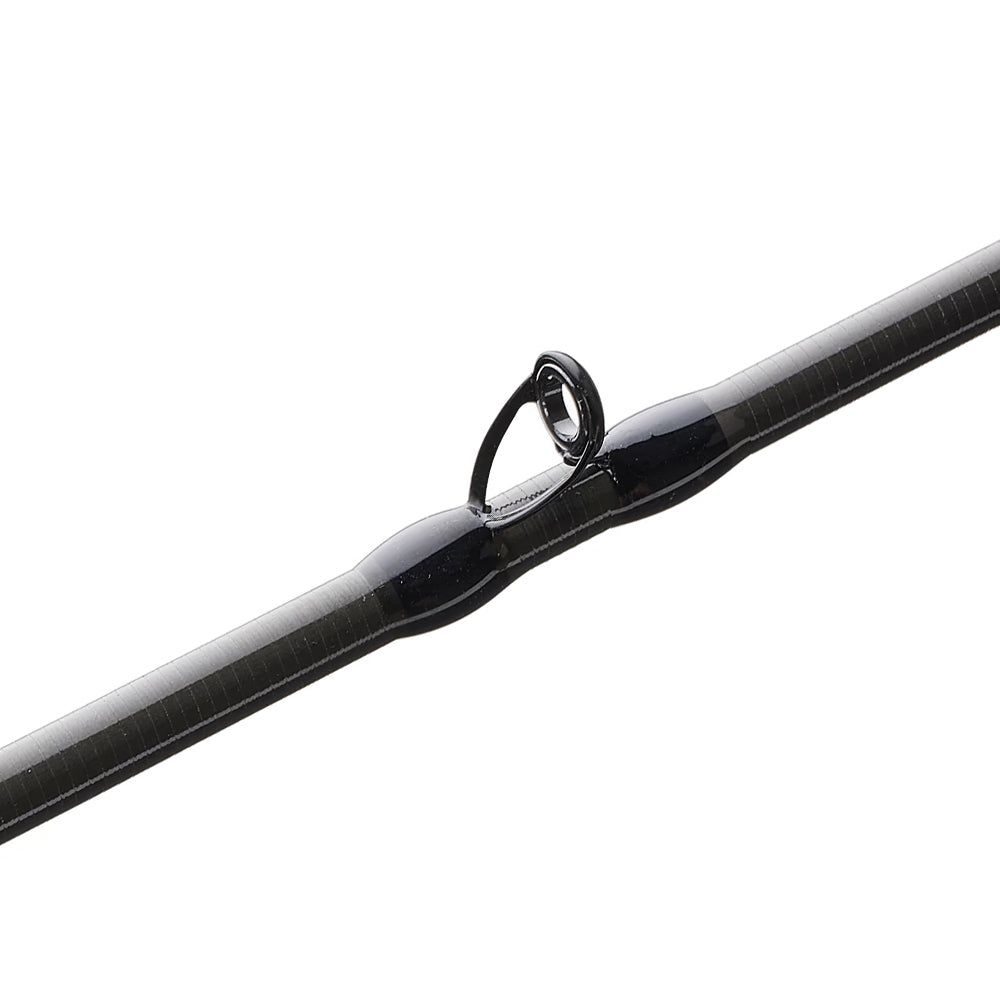 Close-up of the Cashion Rods CORE Series Casting Rod Umbrella Rig 7'10" Heavy (CS956710U) by Cashion, showing a single line guide with a metal ring attached to the black rod.