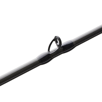 Close-up of the Cashion CORE Series Casting Rod Worm Jig 7'3" Medium Heavy (CM87373) showing its black finish and single metal guide ring. The detail and texture of the Cashion rod and guide are clearly visible against a plain white background.