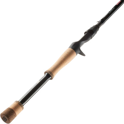 The Cashion Rods Element Z2 Series Casting Rod Multi Purpose 7'1" Medium Heavy (EZ2MP71MHMF) by Cashion, featuring a black finish, cork handle, and trigger grip, is displayed at an angle on a white background.