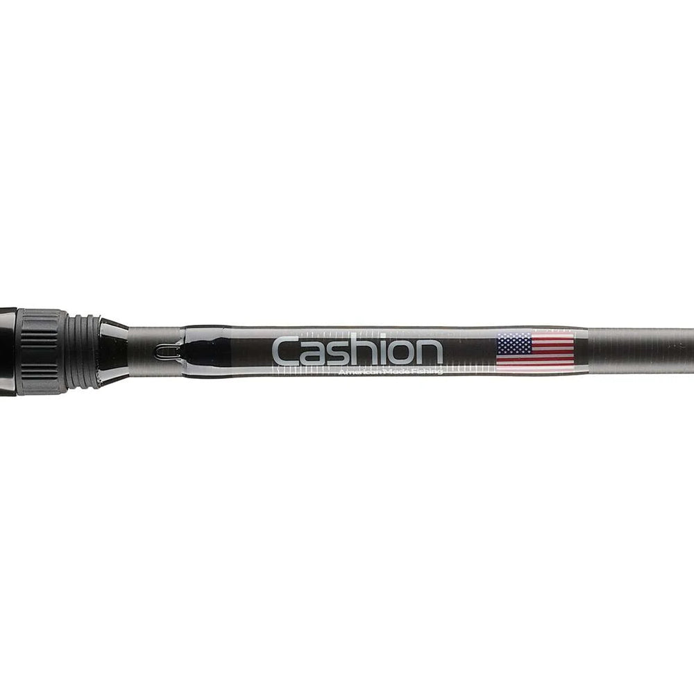 Close-up of the Cashion Rods Element Z2 Series 7'1" Medium Heavy Casting Rod, featuring the American flag. A versatile multi-purpose rod by Cashion, ideal for anglers seeking quality and performance.