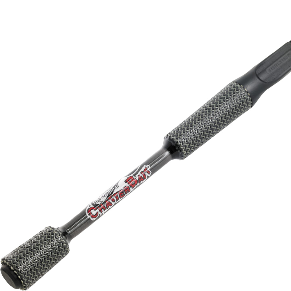 A close-up of the Cashion Rods ICON Series Chatterbait Casting Rod 7'1" Medium Heavy by Cashion, showing its “ChatterBait” labeled handle with textured grips at both ends and a smooth shaft—engineered for precise casting.