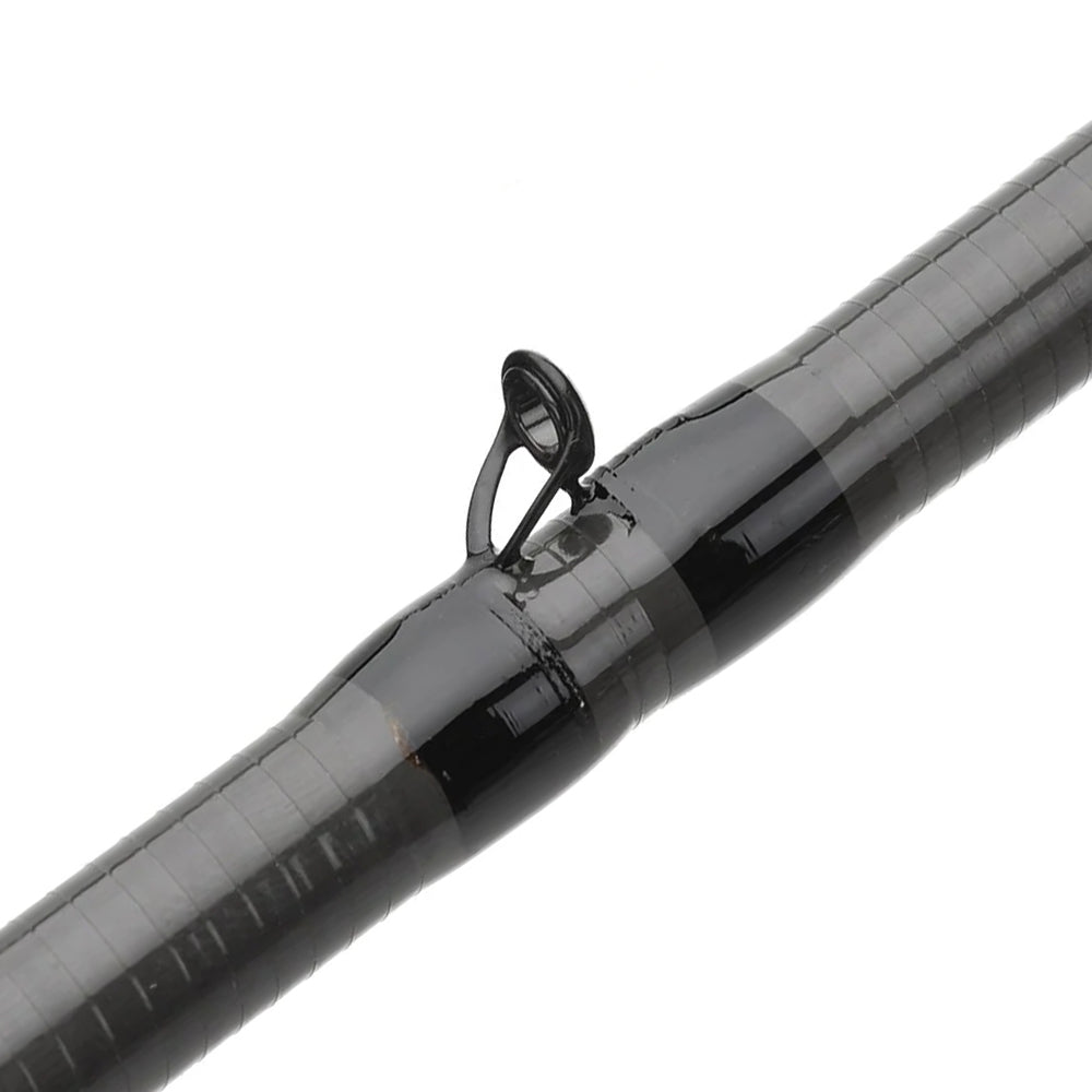 Close-up of the Cashion ICON Series Flipping Casting Rod 7'6" Medium Heavy (IF76MHF) by Cashion, showing a single line guide with detailed wrapping and a glossy black finish.