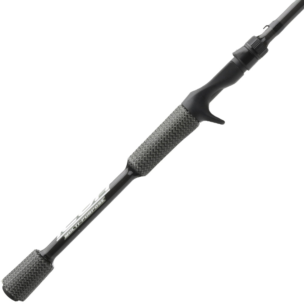 The Cashion Rods ICON Series Multi Purpose Casting Rod 7'4" Medium Heavy features textured gray grips, a trigger grip, and modern black design with visible Cashion branding on the shaft. Model: IMP74MHMF.