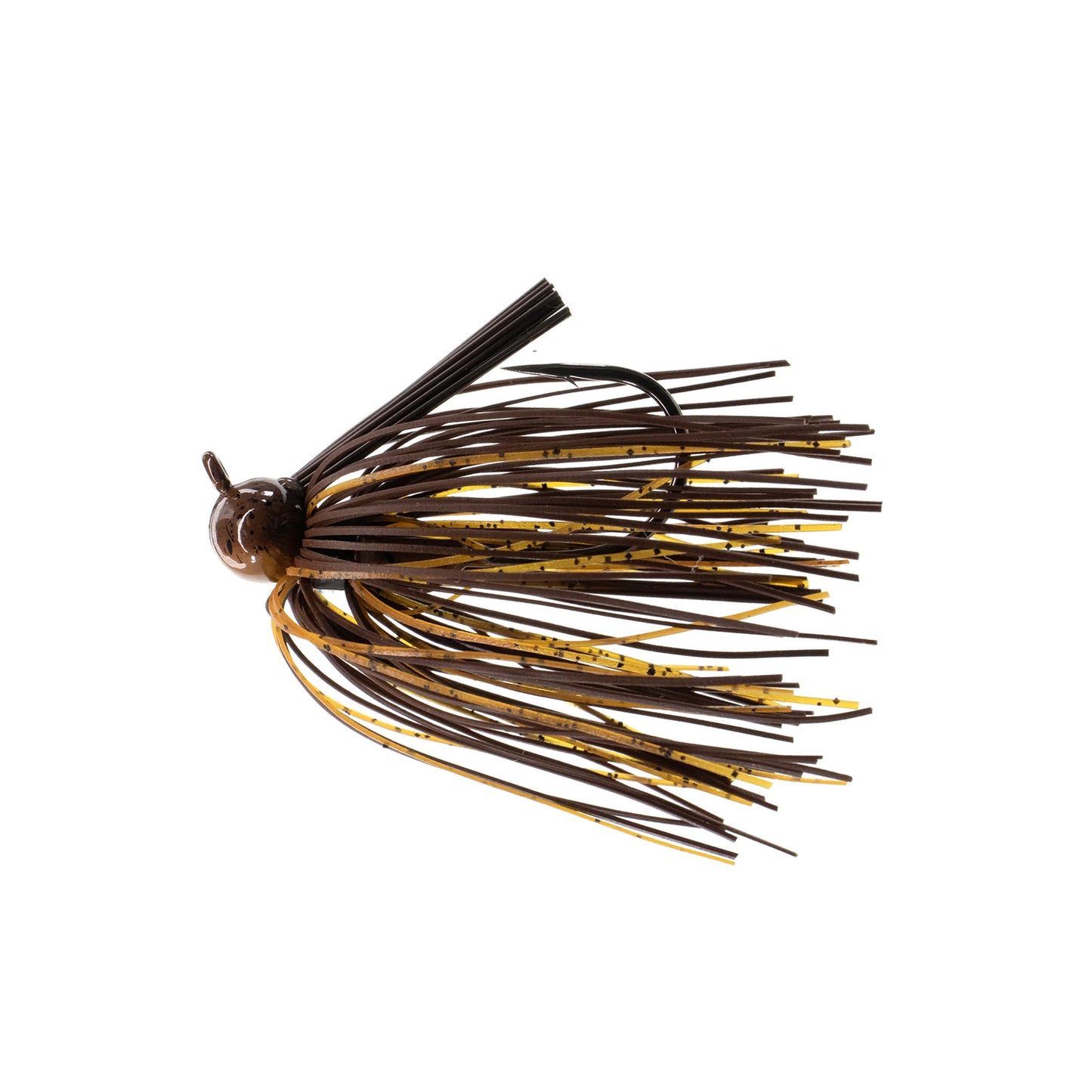 A close up of the Dirty Jigs Tour Level Skirted Football Jig by Dirty Jigs, a favorite among bass anglers for its lifelike movement and proven effectiveness.