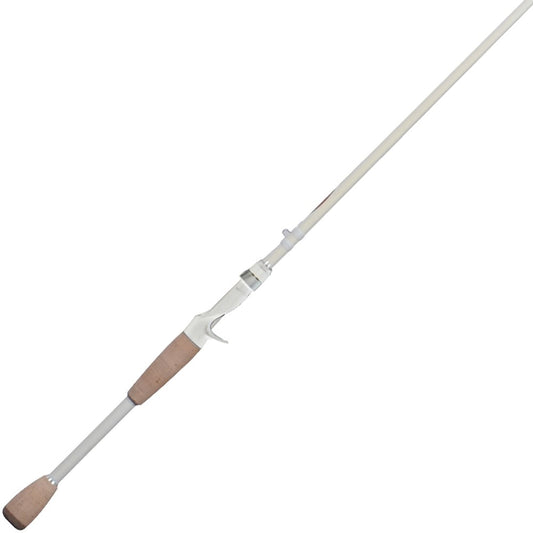 The Duckett Pro Series Casting Rod Timmy Horton 7'6" Heavy (DFPS76H-C) boasts a sleek white design with a cork handle, trigger grip, and metallic reel seat. Enhanced by Carbon Nano Technology for superior performance, it stands out against a white background.