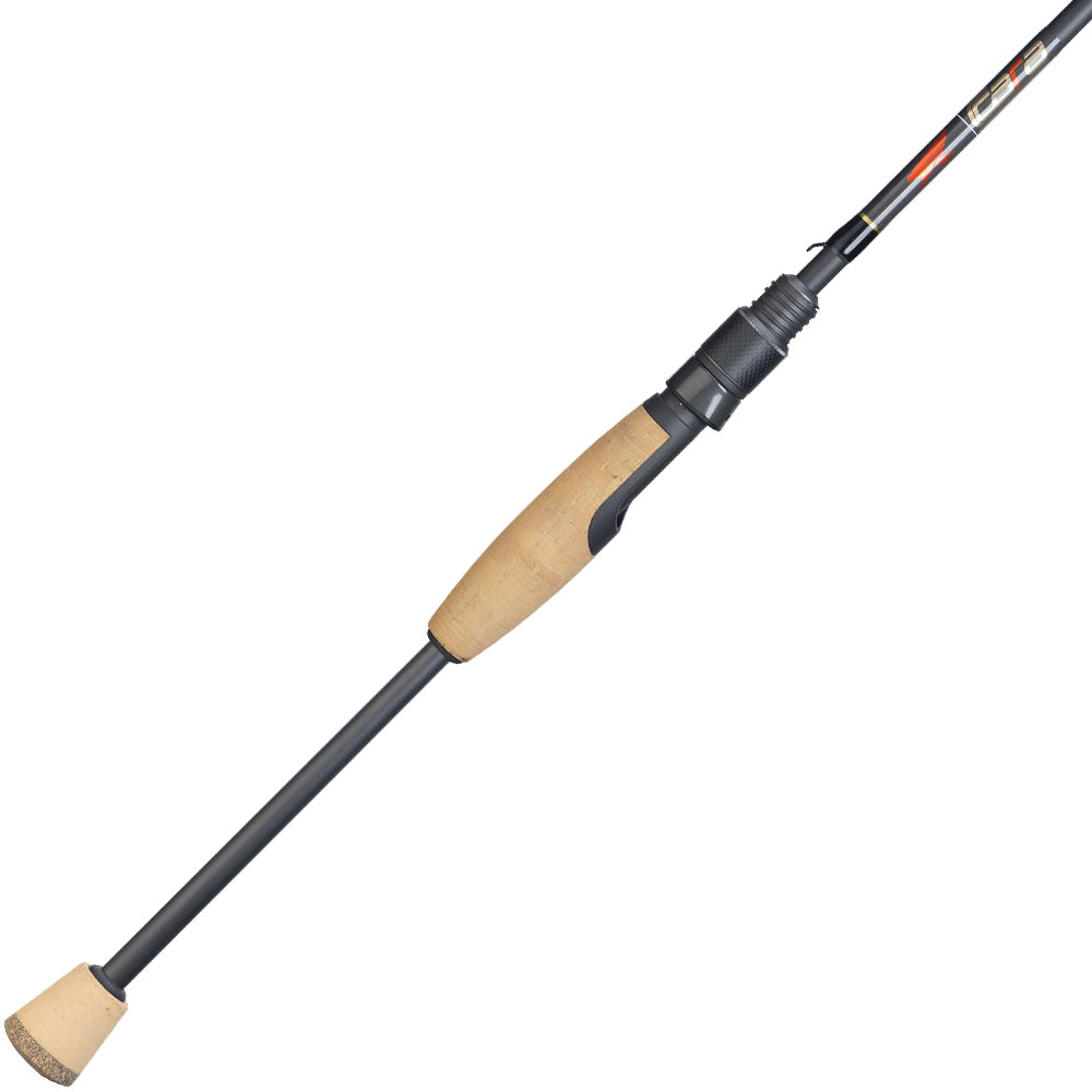A close-up of the Falcon Cara Spinning Rod Finesse Rig 7'2" Medium Light (CS-3-172) by Falcon, featuring a cork handle, black reel seat, and premium Fuji components, shown against a white background.