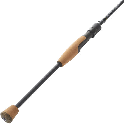 The Falcon Cara Spinning Rod Finesse Rig 7'2" Medium Light (CS-3-172) by Falcon is displayed diagonally on a white background, featuring a cork handle, black reel seat, and premium Fuji components.