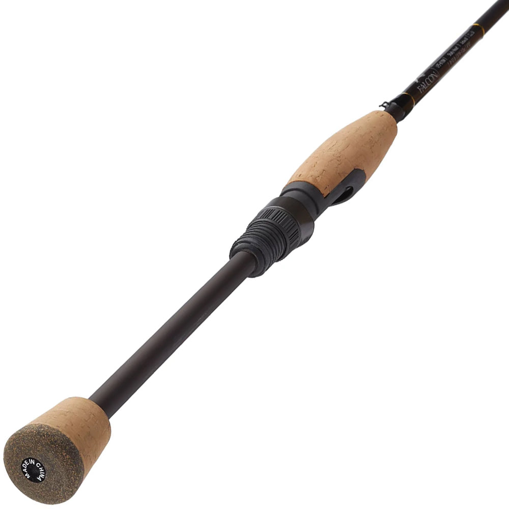 The Falcon LowRider Spinning Rod "Shaky Head" 6'10" Medium (LFS-610M) by Falcon features a cork handle and black reel seat, displayed against a white background.