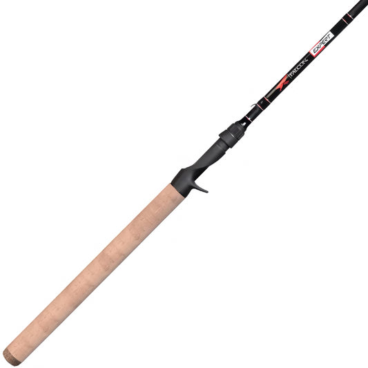 The Falcon Expert "Toledo Special" 7'8" Medium Heavy Casting Rod (EC-5C-178) features a light brown cork handle, black reel seat, black rod with red/white branding near the handle, and precision tuned actions for top performance.