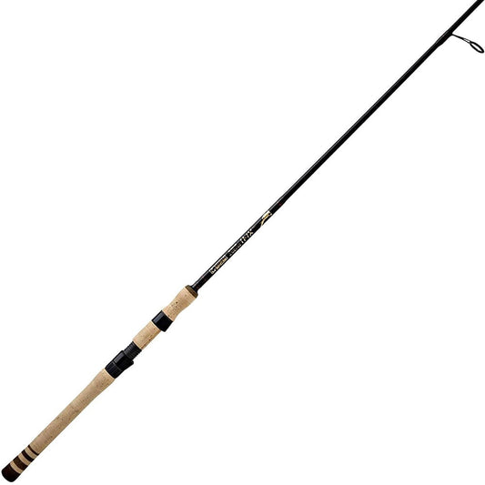The G. Loomis IMX Twitching Jig 931S TWCHR spinning rod features a black shaft and cork handle, showcased against a white background to emphasize its extra-fast action design for precision and performance.