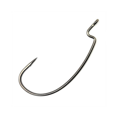 A single Gamakatsu G-Finesse Hybrid Worm Hook, made from tournament-grade wire with a sharp point, curved offset shank, and nano smooth coat, by Gamakatsu, isolated on a white background.