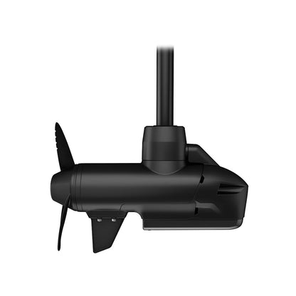 The Garmin Force Pro Trolling Motor by Garmin is shown in black with a propeller and vertical mounting pole against a white background, highlighting powerful motor performance and precise positioning technology.
