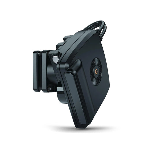 The Humminbird Mega Live 2 Forward Facing Sonar (710310-1) by Humminbird is a black, square device with vent details and a mounting bracket, shown with a coiled cable—perfect as a live sonar transducer for your trolling motor.