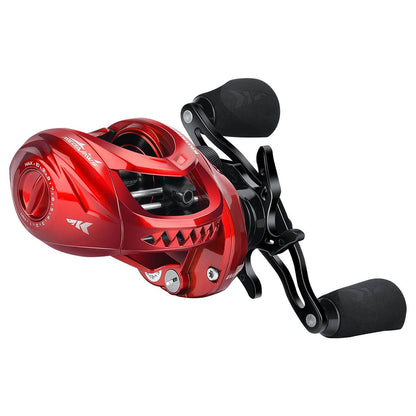 KastKing MegaJaws Elite Casting Reel Red 9.1:1 LH | KRLCSTMJE-91LRE - Right Side