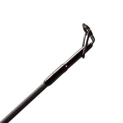 Close-up of the tip of Lew's KVD Series Graphite Casting Rod 7'0" Medium All Purpose Reaction (LKVDGC3), displaying the guide ring and metal support against a white background.