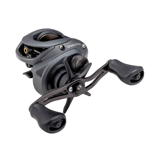 A Lew's Speed Spool Gen 3 Casting Reel 7.5:1 LH (SS1SHLG3) in black and gray with two ergonomic handles, “Speed Spool” label, and Magnetic Control System is displayed on a white background.