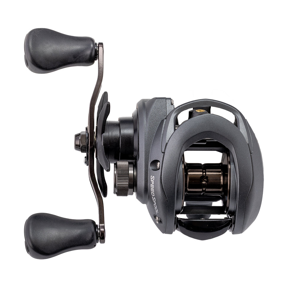 The Lew's Speed Spool Gen 3 Casting Reel 7.5:1 LH (SS1SHLG3) is a sleek black baitcast reel with dual handles, visible spool, and magnetic control system by Lew's, shown on a white background.