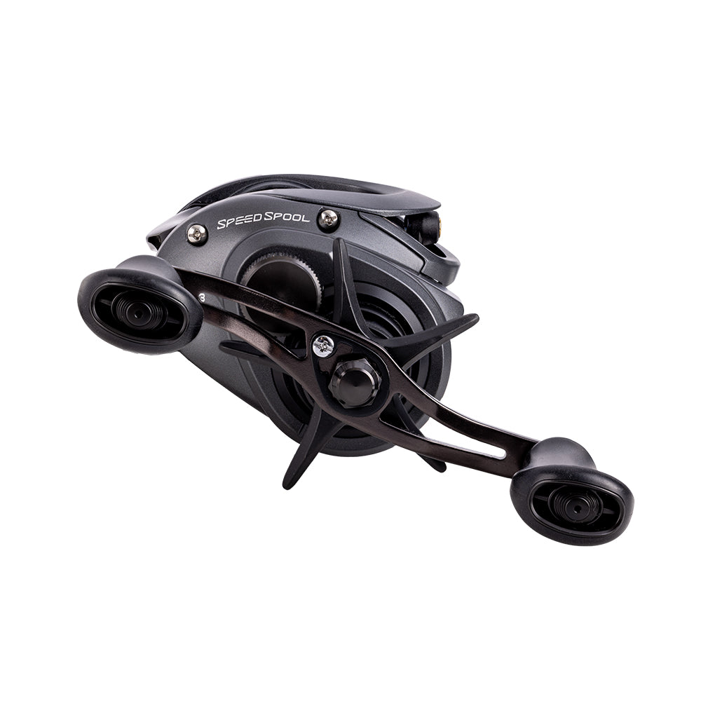 A Lew's Speed Spool Gen 3 Casting Reel 6.8:1 RH (SS1HG3) in black and silver with dual handles, branded "Speed Spool," is displayed against a white background.