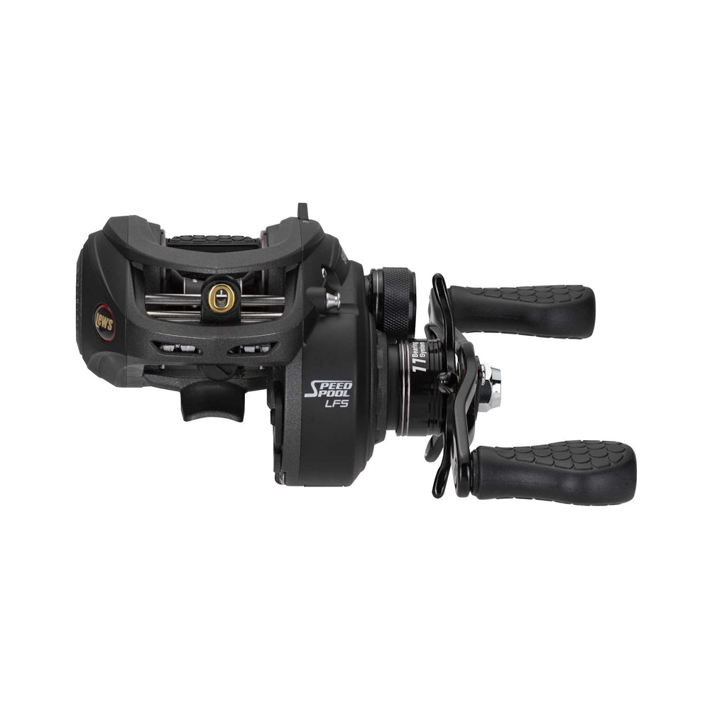 The Lew's Super Duty Gen 2 Casting Reel 8.3:1 Left Hand (SD1XHLF) is a black casting reel with a handle, offering an impressive 8.3:1 gear ratio for smooth and efficient retrieval.