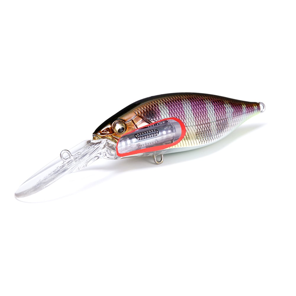 The Megabass Deep-X 200 LBO Crankbait by Megabass is a realistic, multicolored lure with a metallic finish, clear plastic lip, highlighted internal mechanism, and the advanced Moving Balancer System visible through its body.