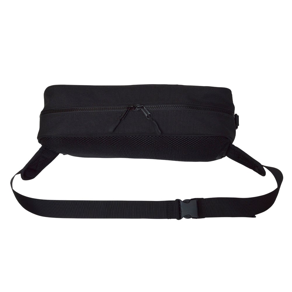 The Megabass Rapid Bag Black | 0426234978 is a versatile waist bag with zippered main compartment, mesh front pocket, and adjustable strap—perfect for shore fishing convenience.