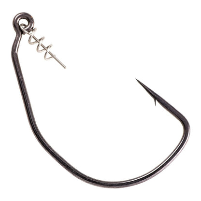 The Owner Beast Hook with Twistlock by Owner features a wide gap, unweighted design, and spiral bait holder near the eye for securely holding soft plastic lures.