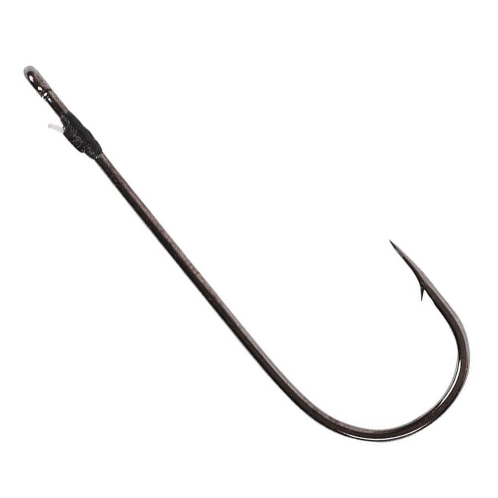 The Owner Cover Shot Hook by Owner features a long shank and sharp Super Needle Point. This sturdy metallic hook has a reinforced eye for secure line attachment, perfect for anglers using the drop shot method.
