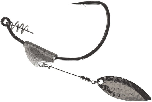 The Owner Beast Flashy Swimmer by Owner features a TwistLOCK Centering-Pin Spring, weighted head, and metallic blade beneath for extra attraction—ideal for rigging soft swimbaits.