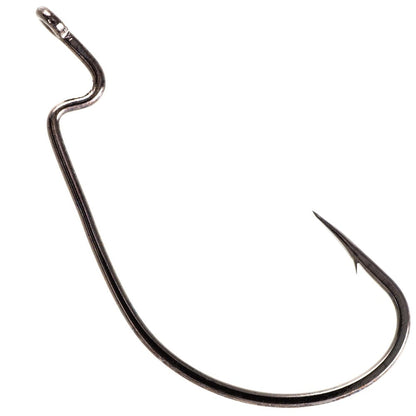 The Owner J Hooks by Owner feature a curved, offset shank and sharp Cutting Point® tip, ideal for Carolina rigging, shown isolated on a white background.
