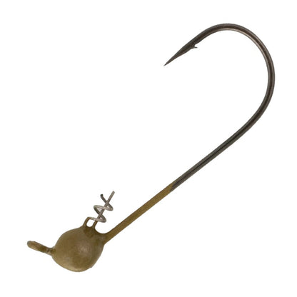 The Owner Shaky Ultraheads by Owner feature a round weighted head, single hook, and metal spiral coil for securing finesse baits—perfect for weedless Texas Rig'n with the TwistLOCK design.