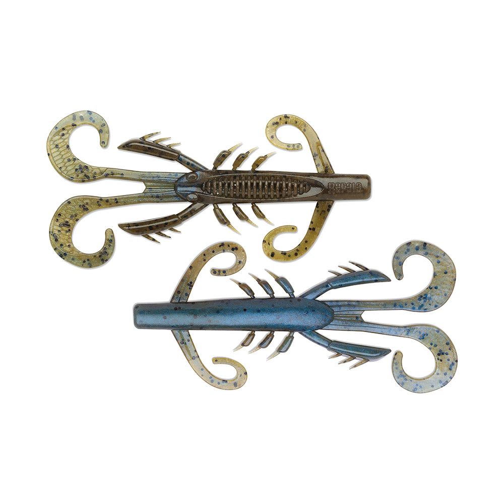 Rapala's Crush City HedgeHog lures, shaped like crawfish with curly tails and textured bodies, come in green and blue. Their small profile offers a greater impact, making them irresistible to fish.