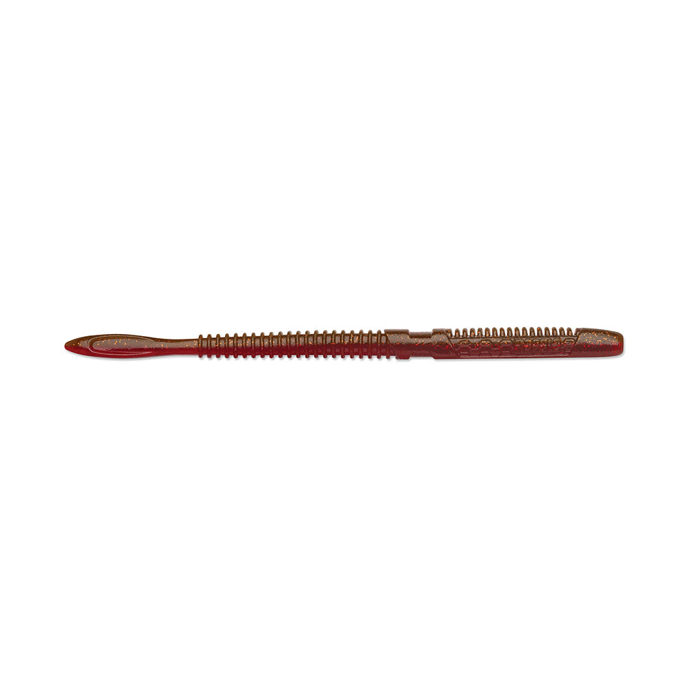 The Rapala Crush City Janitor Worm is a brown plastic comb with a pointed end, perfect for detailed hairstyling and ready to tackle the toughest tasks.