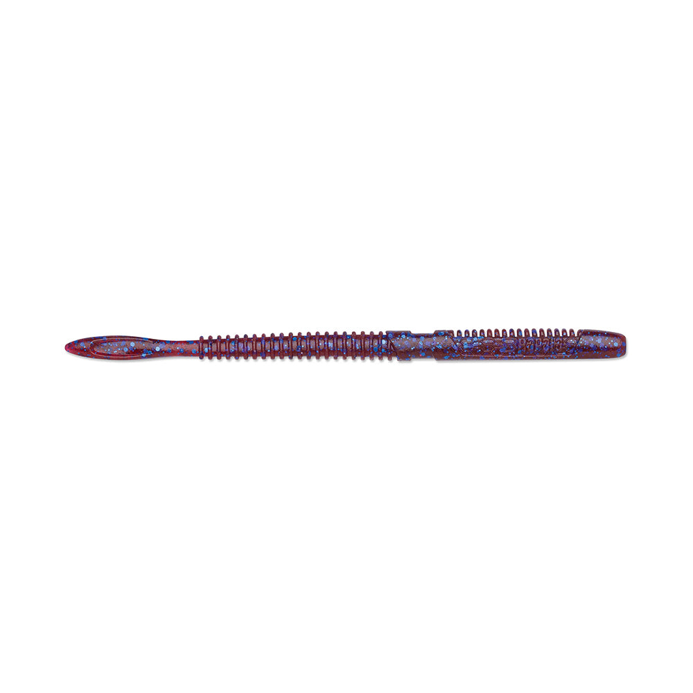 Meet the Rapala Crush City Janitor Worm, a fearless lure from Rapala. This red and blue, ribbed design features an elongated shape with a paddle tail, perfectly mimicking worm movements. Its segmented texture effortlessly attracts fish in even the toughest conditions.
