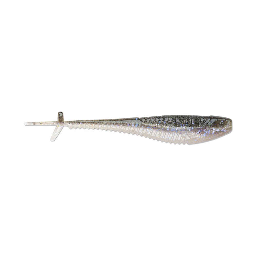 The Rapala Crush City Mooch Minnow, by Rapala, is a small, translucent fishing lure with a streamlined, textured body and narrow tail, featuring subtle colors to mimic fish. It's perfect for anglers seeking a realistic swimbait.