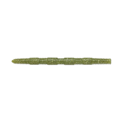 A close-up of the Rapala Crush City Pigstick, a textured, green object with small circular patterns, reminiscent of pencil designs, shown horizontally on a plain white background.